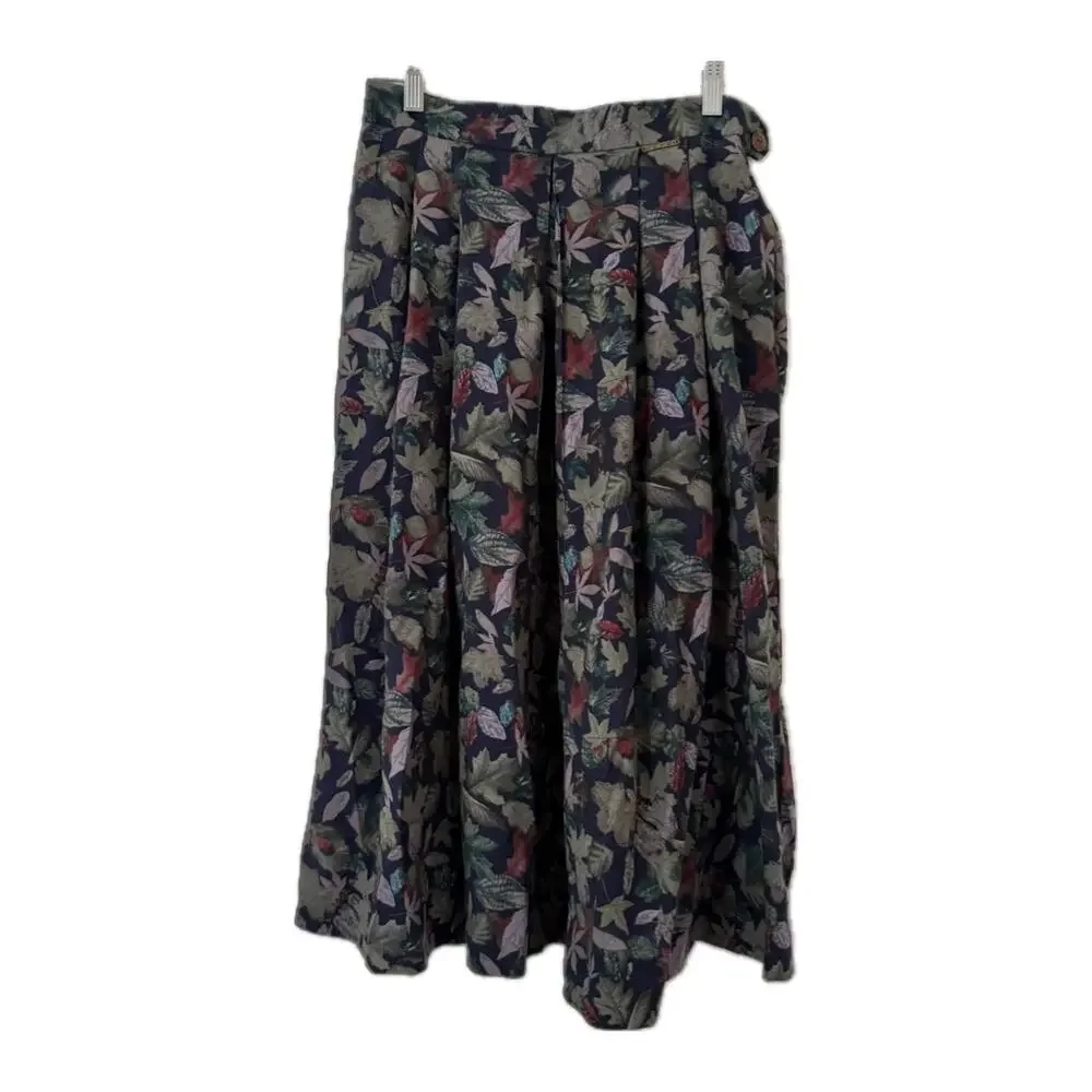 Geiger Collections Floral Pleated Full Midi Skirt Pockets Size 30